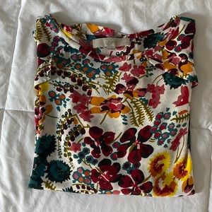 Loft Bright Floral Ruffle Blouse